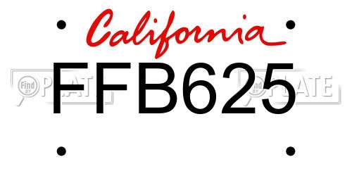 FFB625 California License Plate