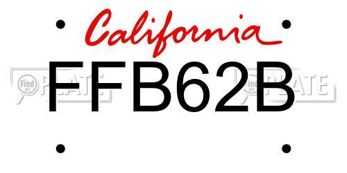 FFB62B California License Plate