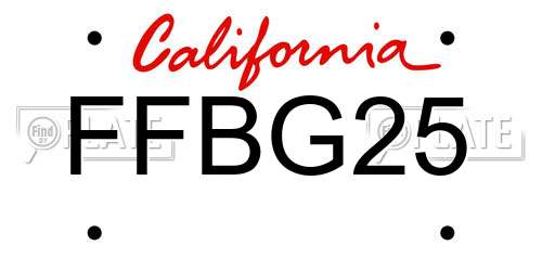 FFBG25 California License Plate