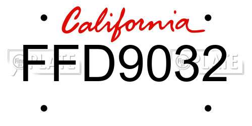 FFD9032 California License Plate