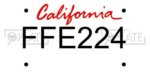 FFE224 California License Plate