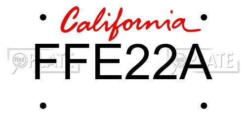 FFE22A California License Plate