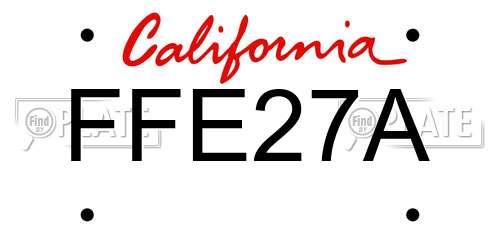 FFE27A California License Plate
