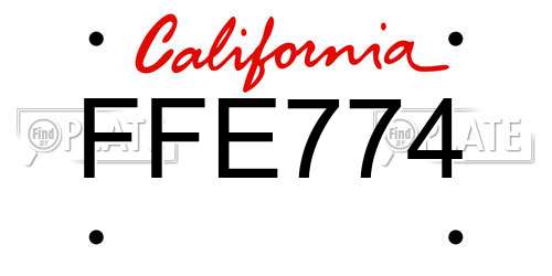 FFE774 California License Plate