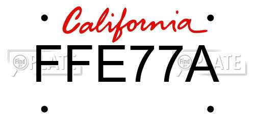 FFE77A California License Plate
