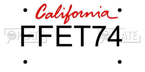 FFET74 California License Plate