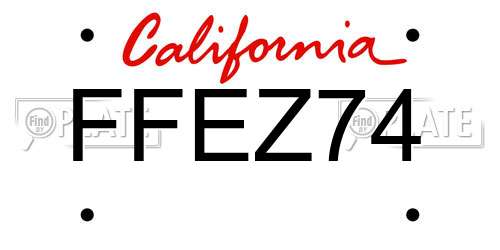 FFEZ74 California License Plate