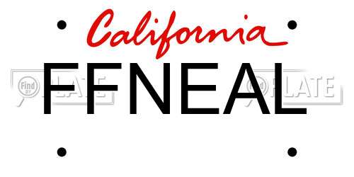 FFNEAL California License Plate