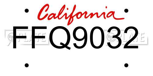FFQ9032 California License Plate
