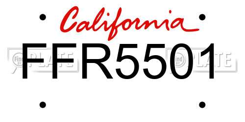 FFR5501 California License Plate