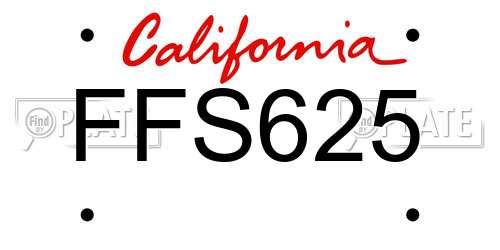 FFS625 California License Plate