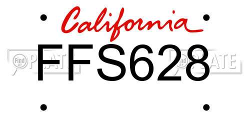 FFS628 California License Plate