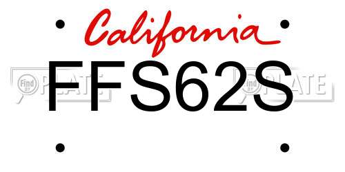 FFS62S California License Plate