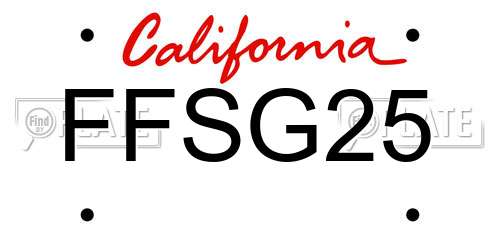 FFSG25 California License Plate