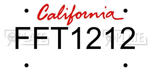 FFT1212 California License Plate