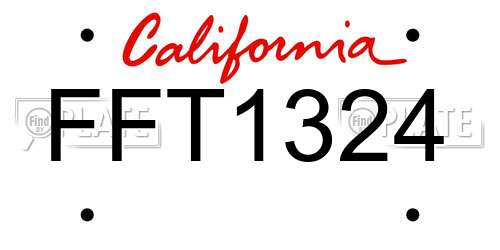 FFT1324 California License Plate