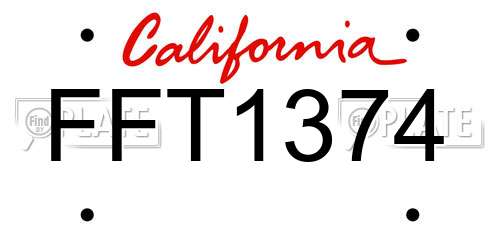 FFT1374 California License Plate