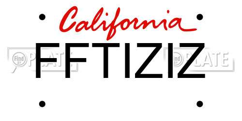 FFTIZIZ California License Plate