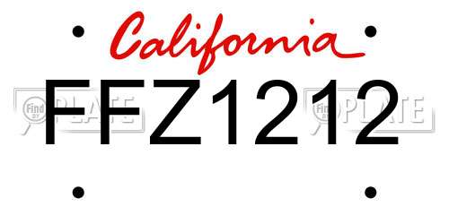 FFZ1212 California License Plate