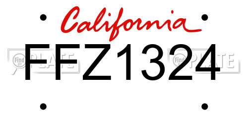 FFZ1324 California License Plate