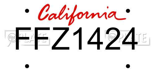 FFZ1424 California License Plate