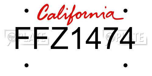 FFZ1474 California License Plate