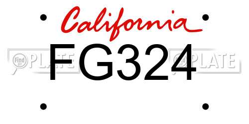 FG324 California License Plate