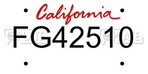 FG42510 California License Plate