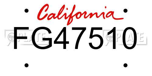 FG47510 California License Plate