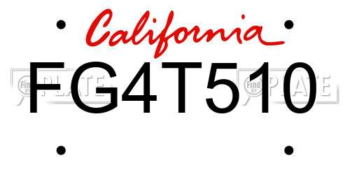 FG4T510 California License Plate