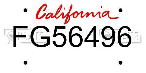 FG56496 California License Plate