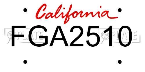 FGA2510 California License Plate