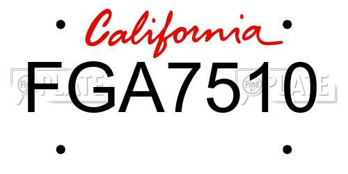 FGA7510 California License Plate