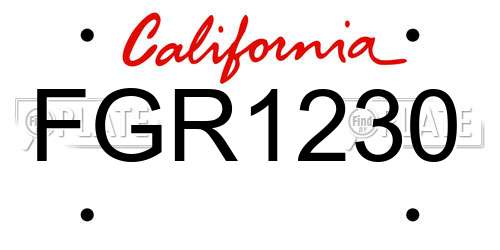 FGR1230 California License Plate