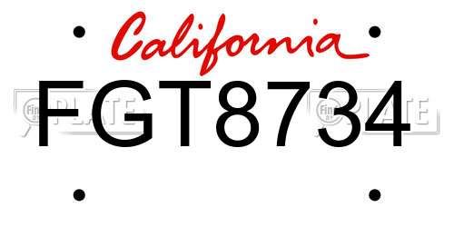 FGT8734 California License Plate
