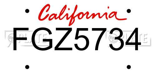 FGZ5734 California License Plate