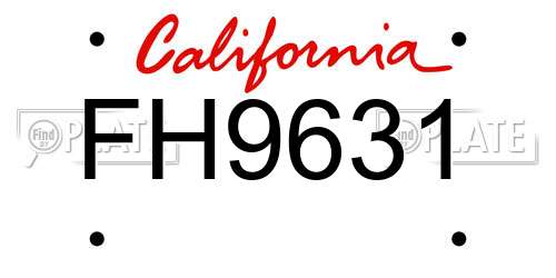 FH9631 California License Plate