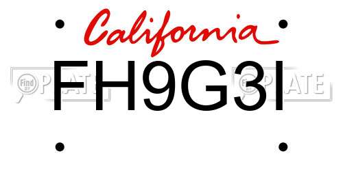 FH9G3I California License Plate
