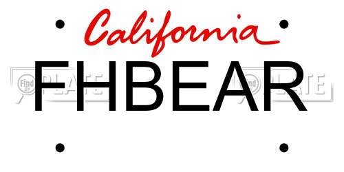 FHBEAR California License Plate