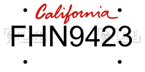 FHN9423 California License Plate