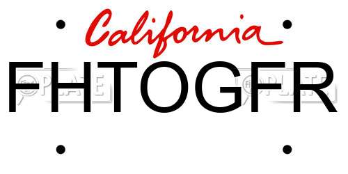 FHTOGFR California License Plate
