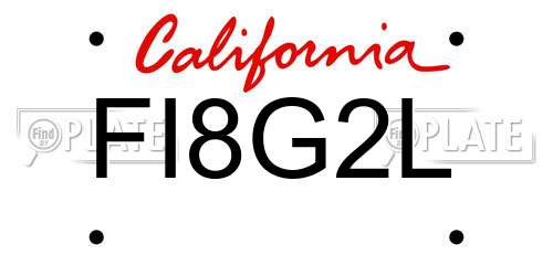 FI8G2L California License Plate