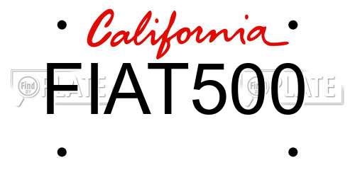 FIAT500 California License Plate