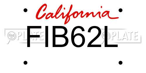 FIB62L California License Plate