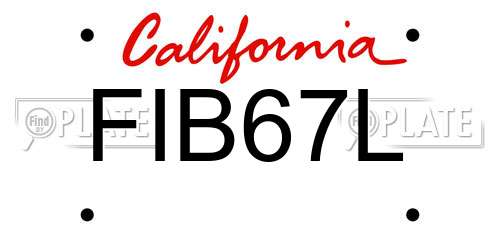 FIB67L California License Plate