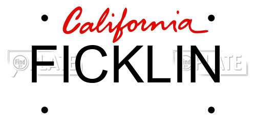 FICKLIN California License Plate