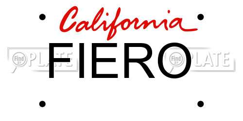 FIERO California License Plate