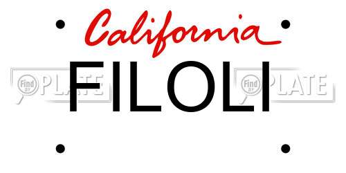 FILOLI California License Plate