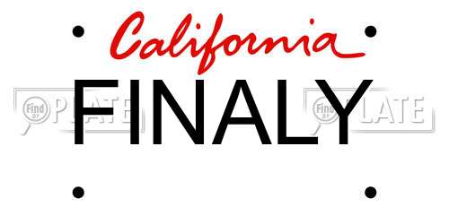 FINALY California License Plate