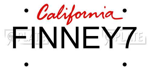 FINNEY7 California License Plate